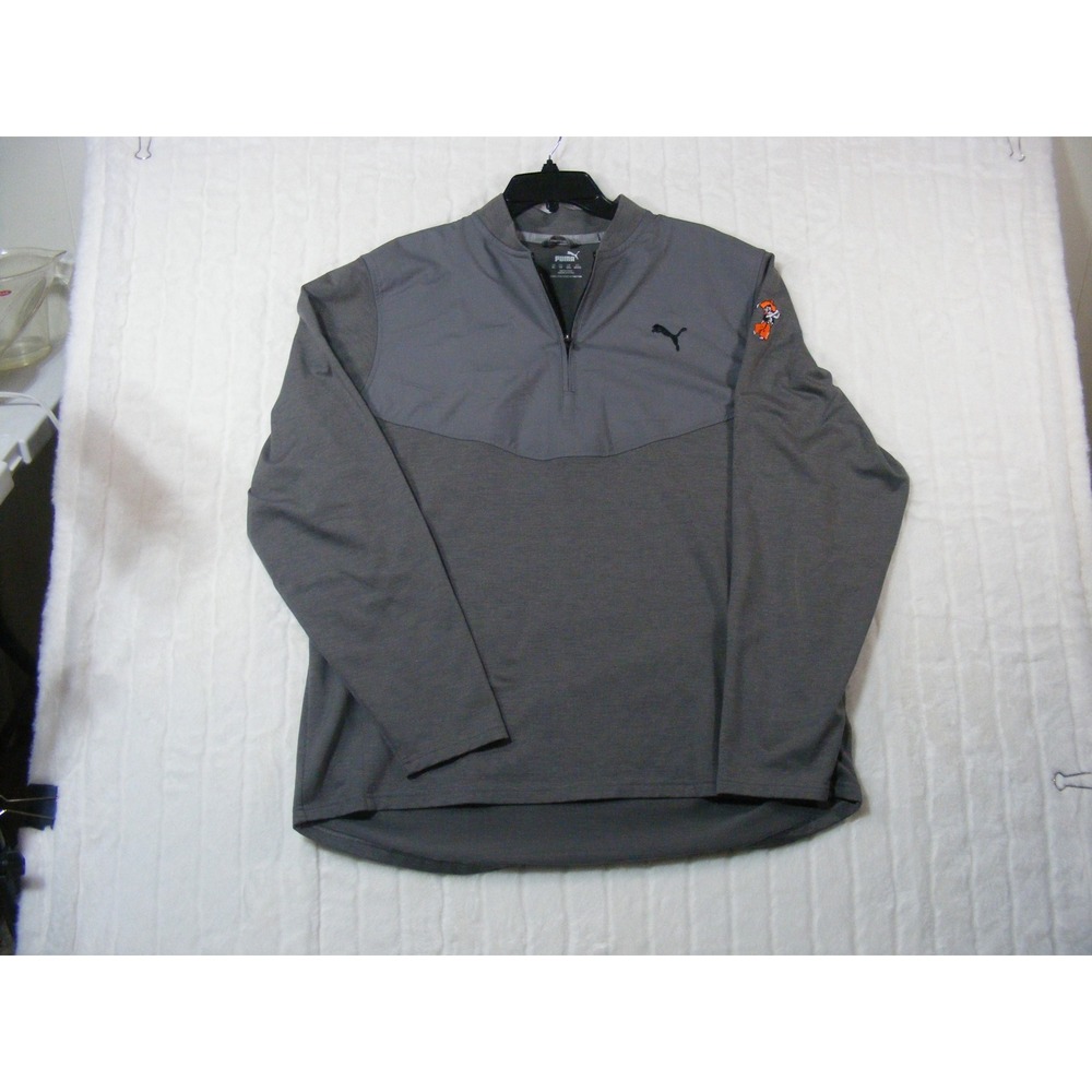 Puma 1/4 Zip Pullover Mens XL Grey Excellent Oklahoma State Pistol Pete Golf